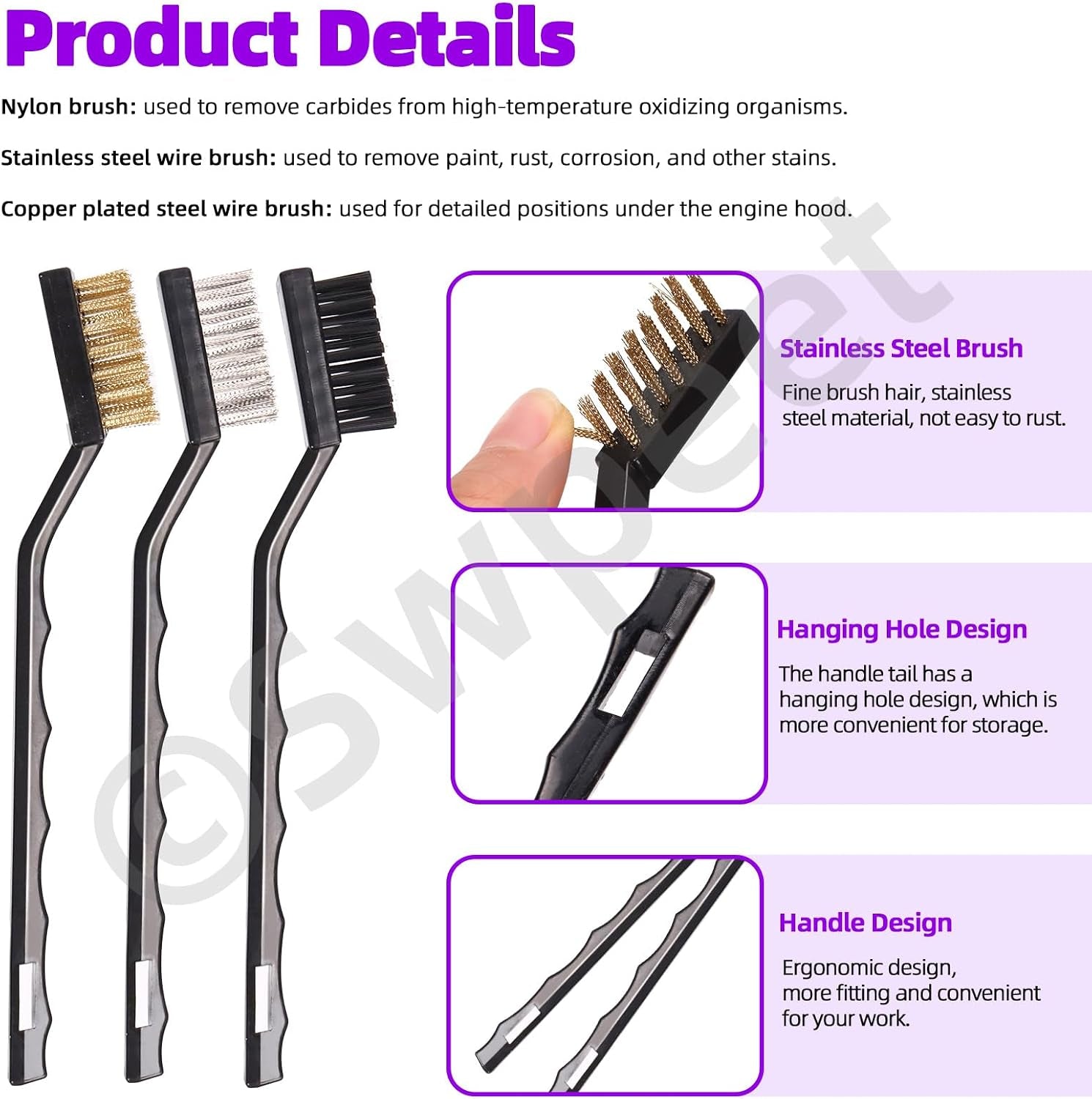 16Pcs Auto Car Detailing Brush Set, 5 Size Boar Hair Detail Brush, 3 Wire Brush, 2 Air Vent Brush, with Chenille Glove, Clean Sponge and Car Wash Towel, Car Wash Kit for Interior and Exterior