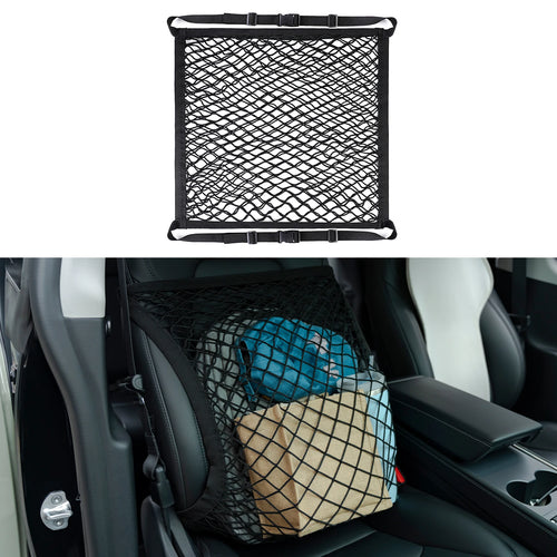 Car Seat Net Elastic Double Layer Storage Mesh Net Fit for Front Seat Handbag Holder with Adjustable Shoulder Strap 19.68×15.7