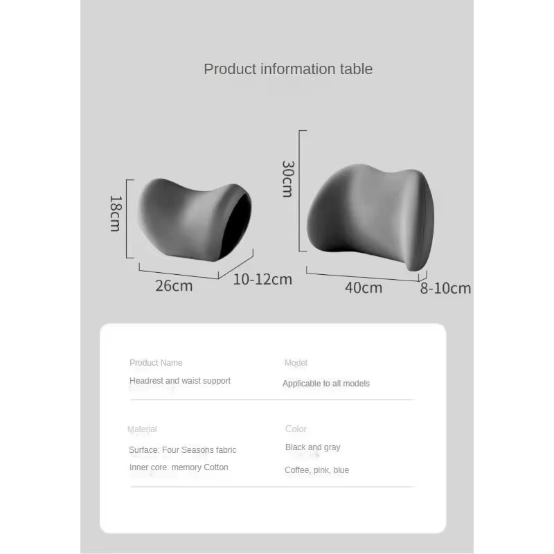 Car Headrest/Lumbar Support Car Neck Pillow Waist Cushion Driver Seat Backrest Car Cushion Driving Lumbar Support Waist Support