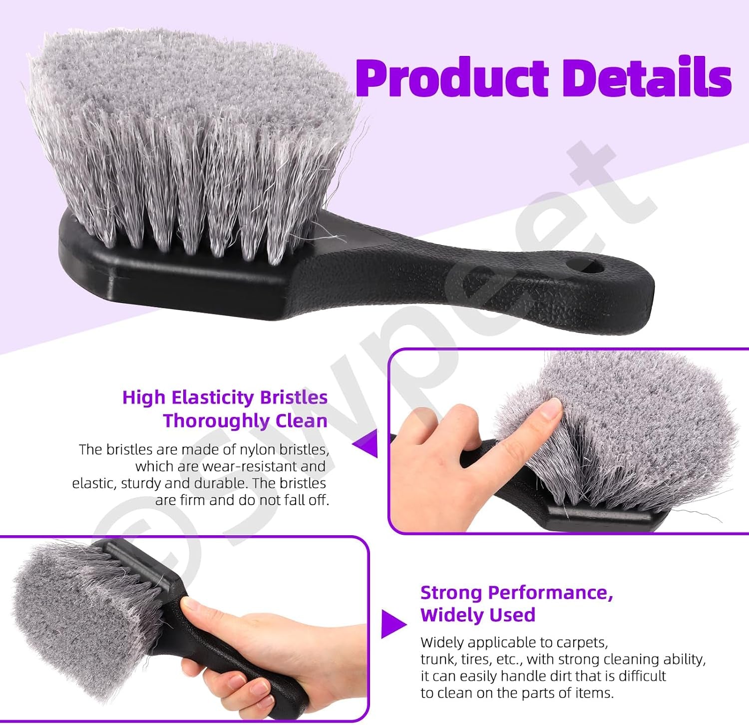 16Pcs Auto Car Detailing Brush Set, 5 Size Boar Hair Detail Brush, 3 Wire Brush, 2 Air Vent Brush, with Chenille Glove, Clean Sponge and Car Wash Towel, Car Wash Kit for Interior and Exterior