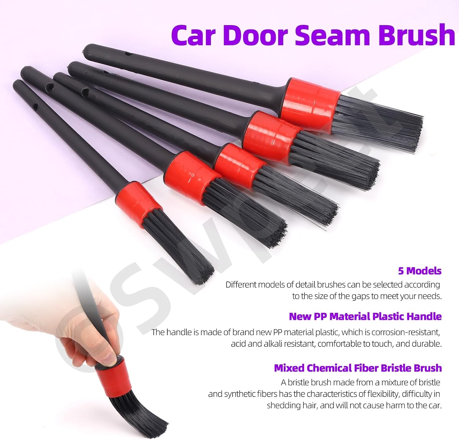 16Pcs Auto Car Detailing Brush Set, 5 Size Boar Hair Detail Brush, 3 Wire Brush, 2 Air Vent Brush, with Chenille Glove, Clean Sponge and Car Wash Towel, Car Wash Kit for Interior and Exterior
