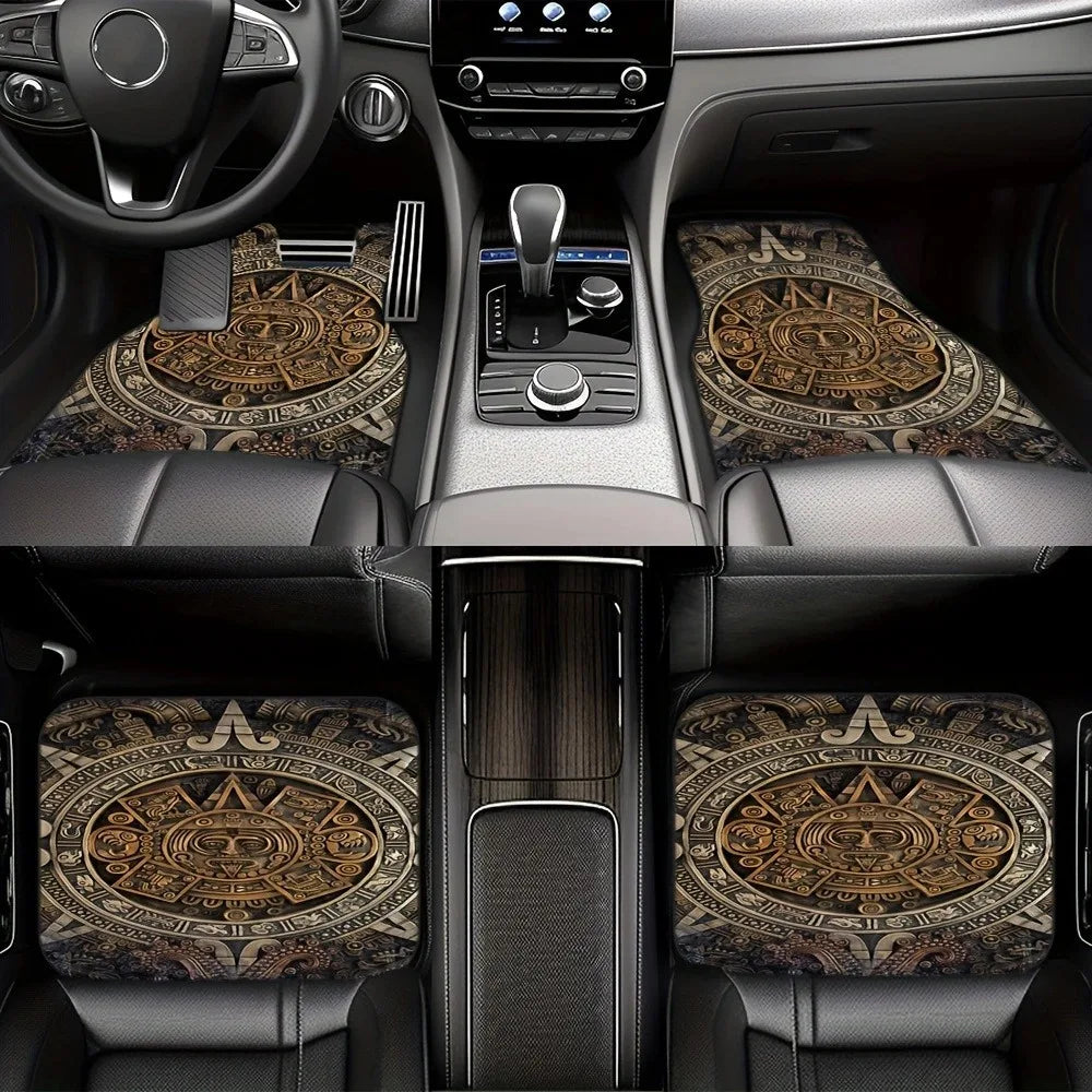 Retro 4Pcs Bohemian Car Floor Mats Heavy Duty Dirty Resistant Persian Carpet Rubber Back Car Floor Protector Rugs