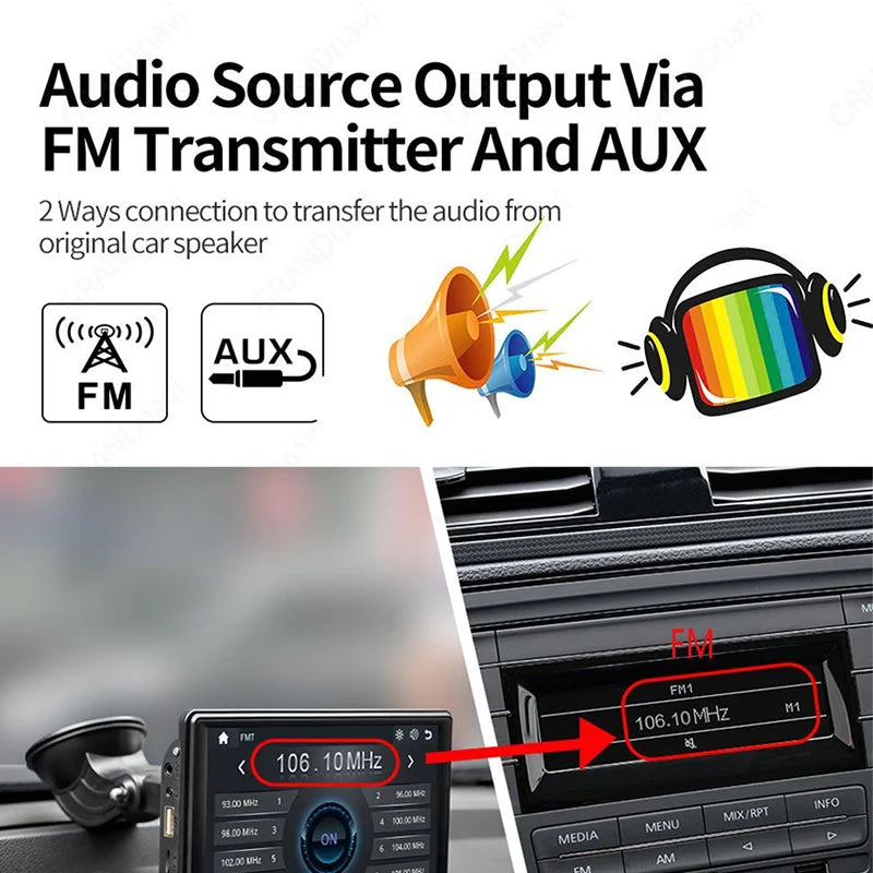 In - car wireless Carplay smart screen Universal multimedia player Portable touch screen with Auto reversing camera