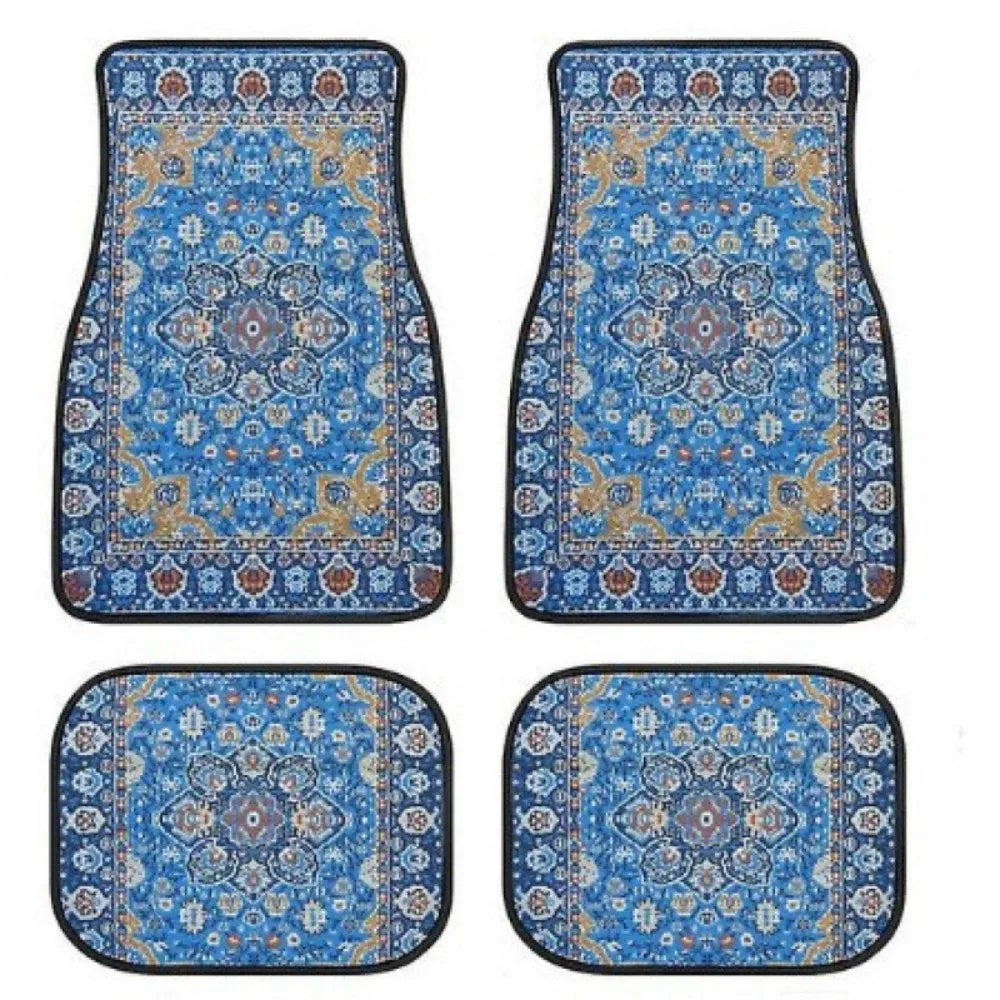Retro 4Pcs Bohemian Car Floor Mats Heavy Duty Dirty Resistant Persian Carpet Rubber Back Car Floor Protector Rugs