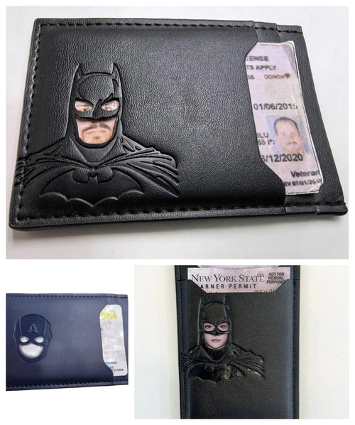 Bat Wallet Personalized Superhero Mask Card Holder Bat ID Heroic Wallet Gift
